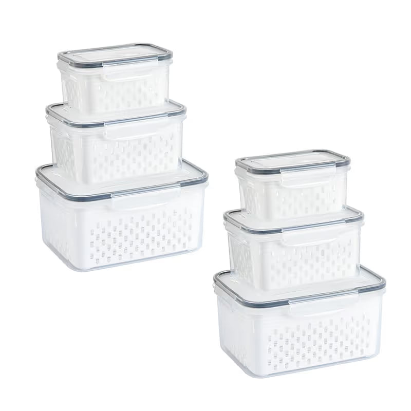 🔥Hot Sale 50% OFF-4 in 1 Food Storage Container, Fruit Storage Containers for Fridge, Produce Storage Containers with Lid and Strainer