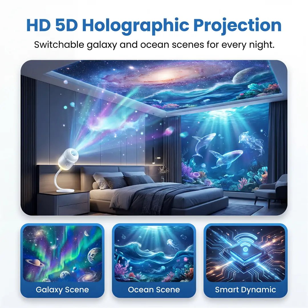 Night Light Projector - Smart Holographic Star Projector