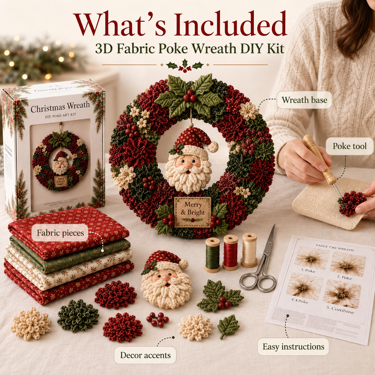 🔥Christmas Sale 49%🎄3D Fabric Poke Wreath DIY Kit