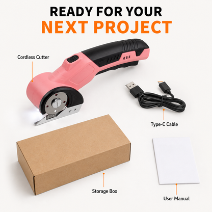Cordless Electric Fabric Cutter – Rechargeable Rotary Scissors for Fabric, Leather, Carpet & Crafts