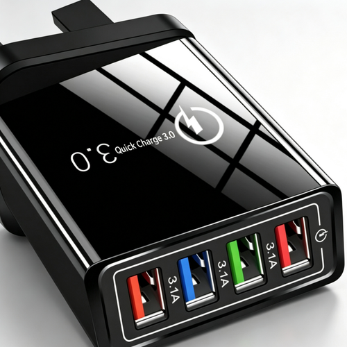 (只参考)Four-Port Travel Charger for Extended Phone Battery Life