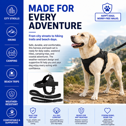 No-Pull Dog Harness & Leash Set – Breathable Adjustable Harness with 120 cm Leash