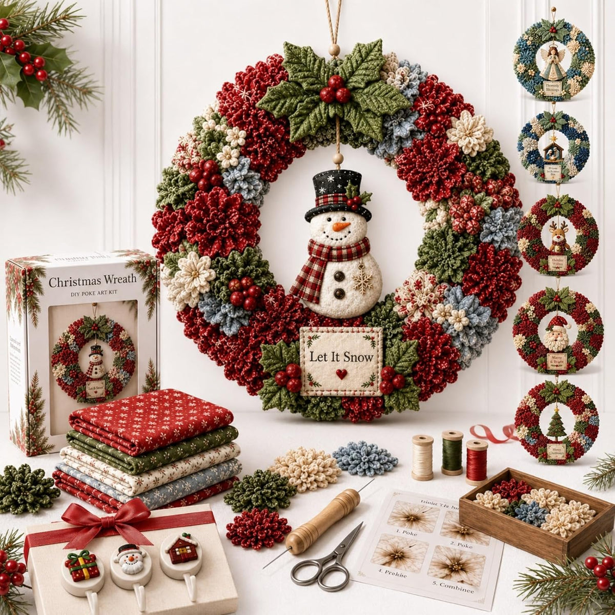 🔥Christmas Sale 49%🎄3D Fabric Poke Wreath DIY Kit
