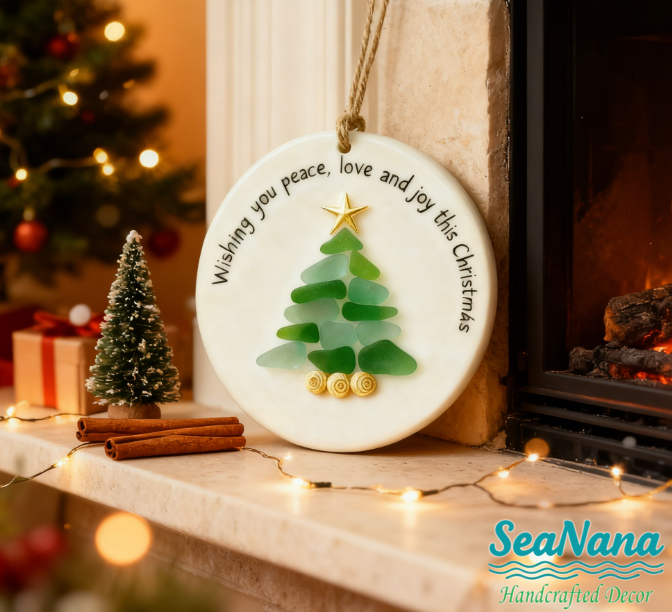 【GIFT OF THE TIDE Series🌊】Sea Glass Christmas Wish Plaque