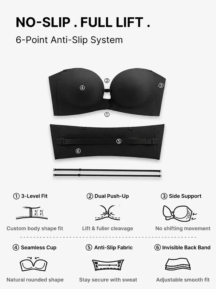 🔥Last Day 50% OFF - Women's Strapless Front Closure Push-Up Bra