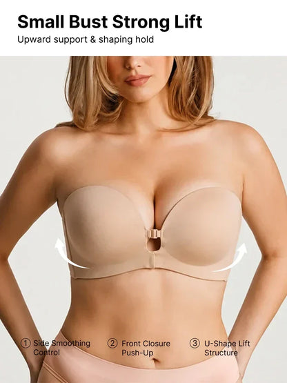 🔥Last Day 50% OFF - Women's Strapless Front Closure Push-Up Bra
