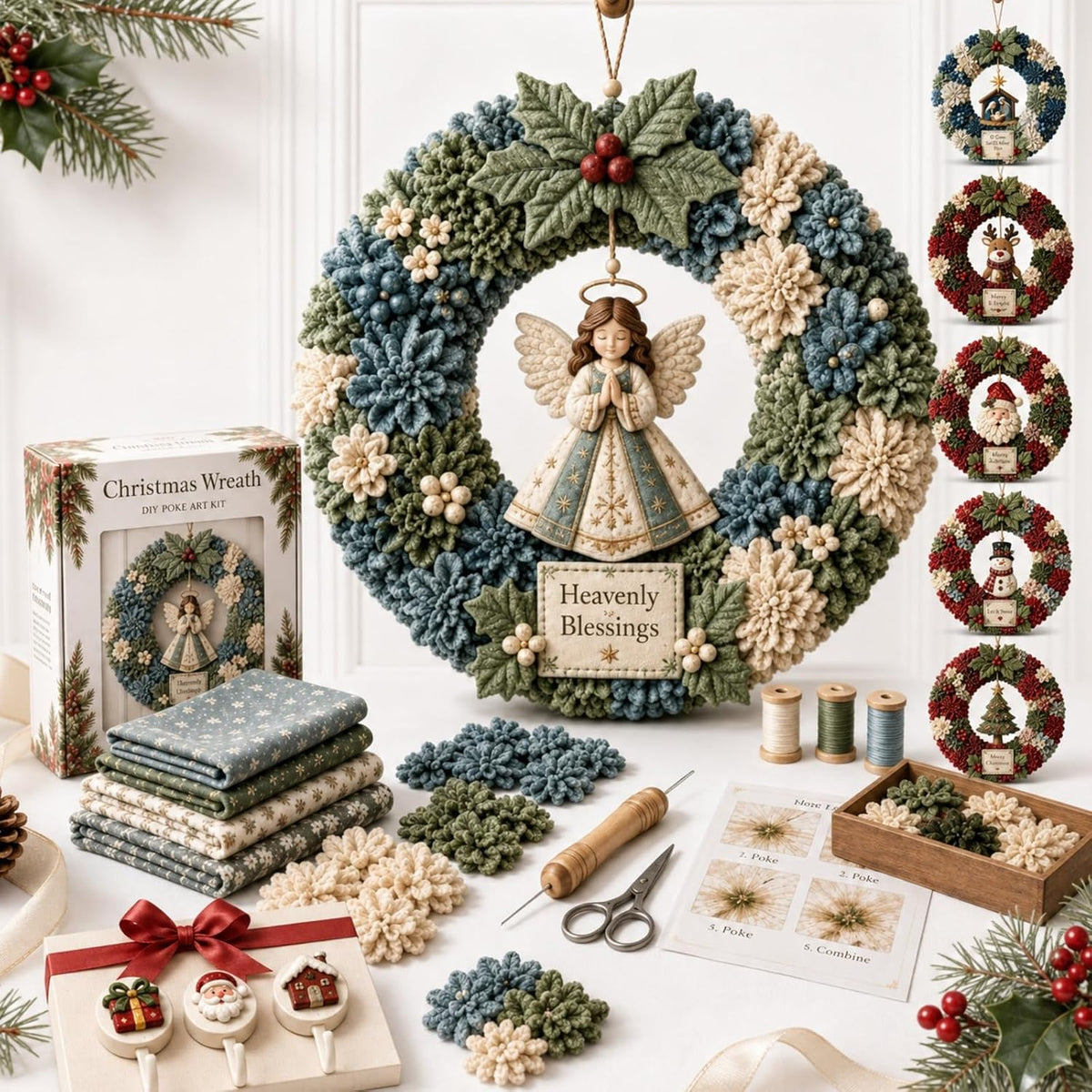 🔥Christmas Sale 49%🎄3D Fabric Poke Wreath DIY Kit
