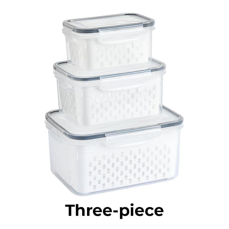 🔥Hot Sale 50% OFF-4 in 1 Food Storage Container, Fruit Storage Containers for Fridge, Produce Storage Containers with Lid and Strainer