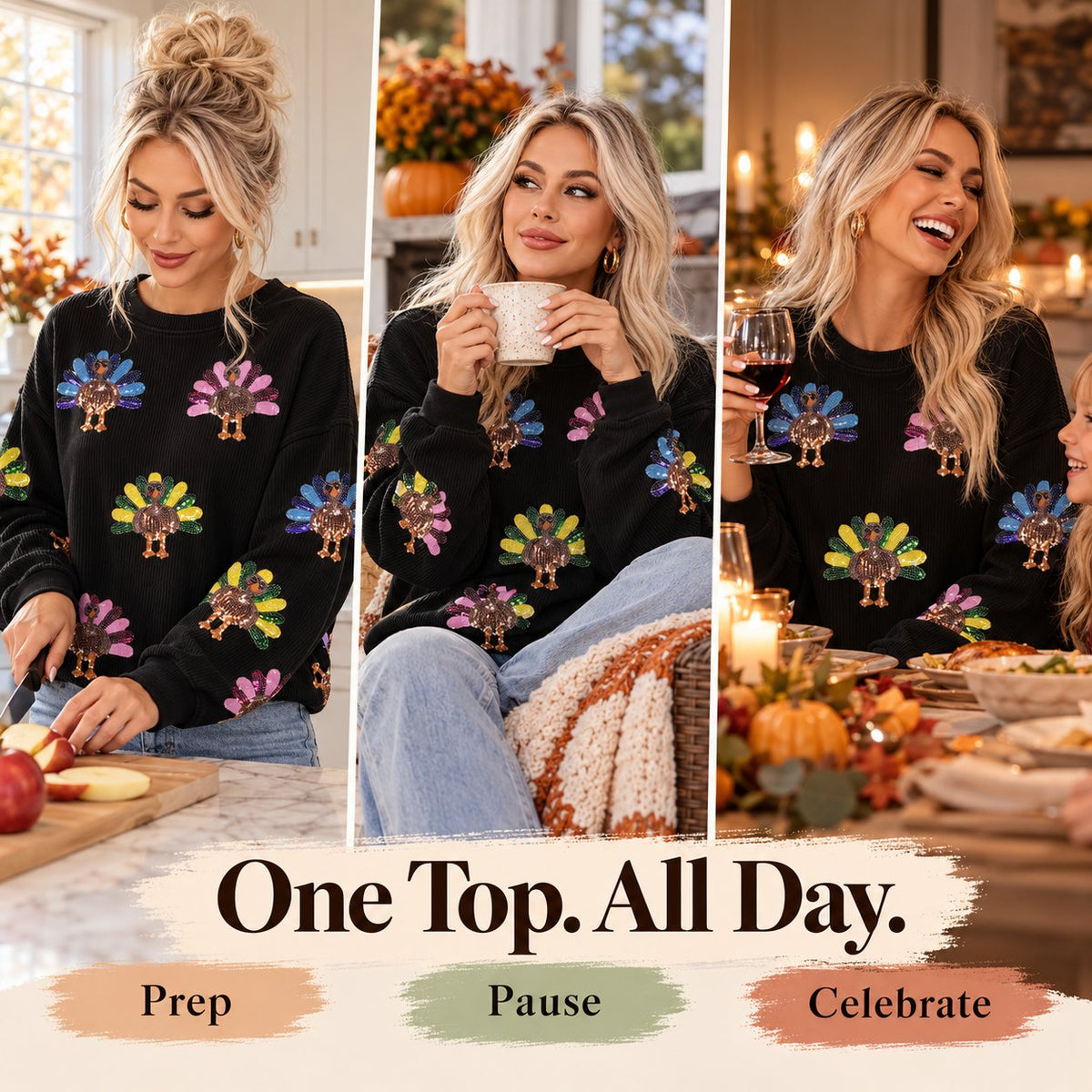 Thanksgiving Turkey Sequin Sweatshirt