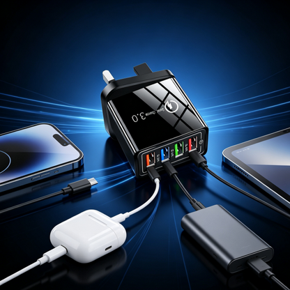 (只参考)Four-Port Travel Charger for Extended Phone Battery Life