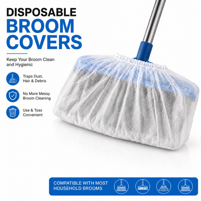 Disposable Broom Dust Covers, Non-Woven Dust Catcher for Standard Brooms