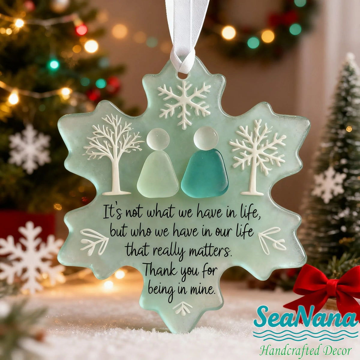 🌊Snowflake-Shaped Sea Glass Friendship Ornament