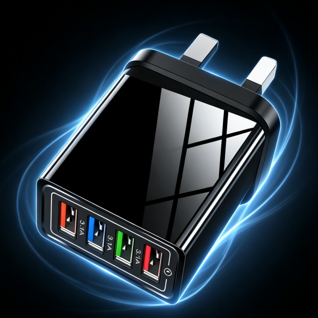 (只参考)Four-Port Travel Charger for Extended Phone Battery Life