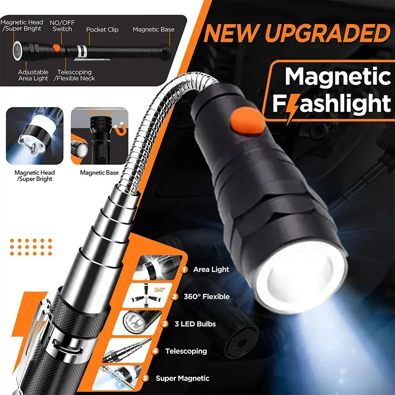 3-in-1 Telescopic Magnetic Pickup Tool with LED Light