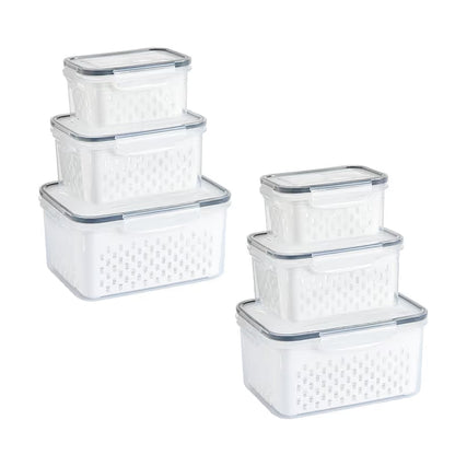 🔥Hot Sale 50% OFF-4 in 1 Food Storage Container, Fruit Storage Containers for Fridge, Produce Storage Containers with Lid and Strainer