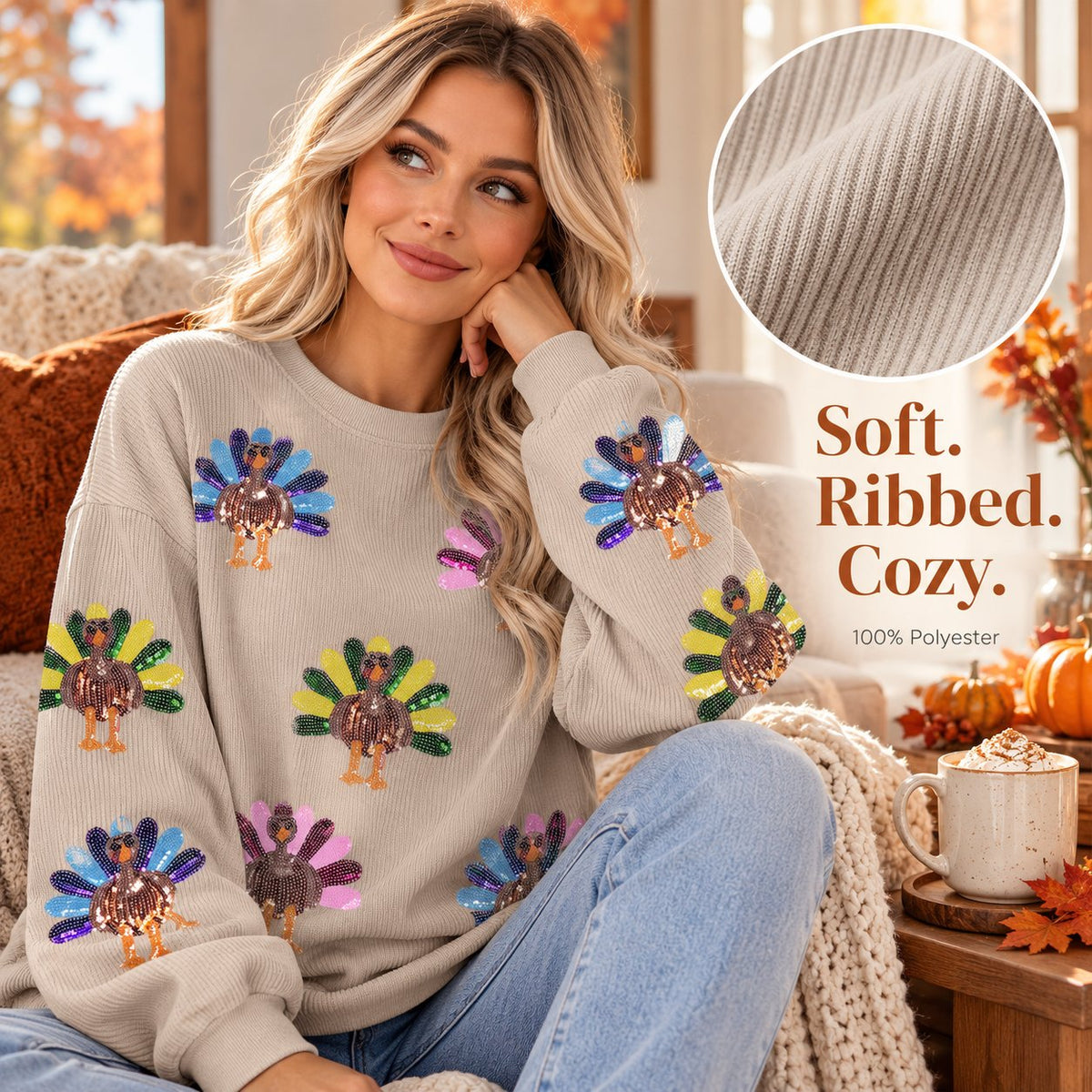 Thanksgiving Turkey Sequin Sweatshirt