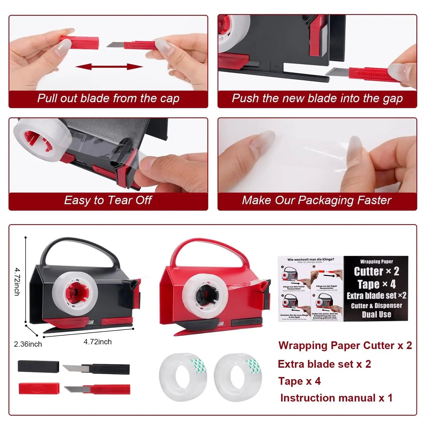 Hot Sale 🎁 2-in-1 Wrapping Paper Cutter & Tape Dispenser Kit