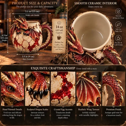 ⏳ Last Day 48% OFF – 🐉 Sculpted Dragon Mug Collection | 6 Fantasy Realm Designs with Raised 3D Dragon Details ☕