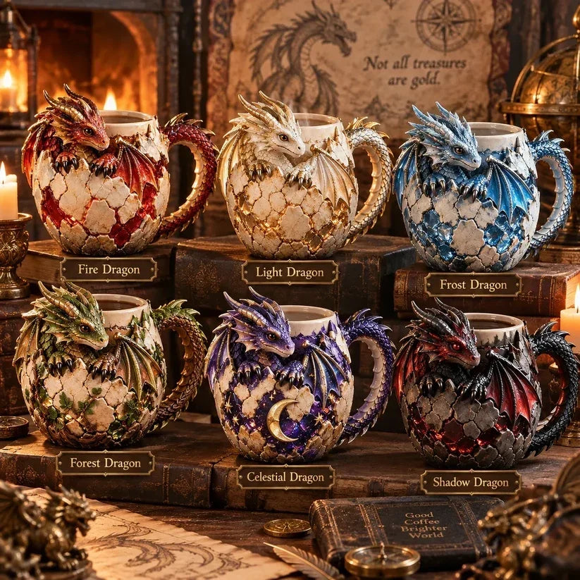 ⏳ Last Day 48% OFF – 🐉 Sculpted Dragon Mug Collection | 6 Fantasy Realm Designs with Raised 3D Dragon Details ☕