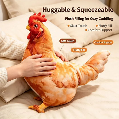 Chicken-Shaped Plush Pillow - Cute Hen Stuffed Animal, Realistic Look Home Decorative Cushion 🐔