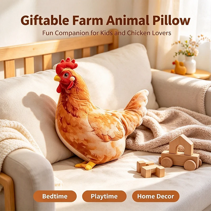 Chicken-Shaped Plush Pillow - Cute Hen Stuffed Animal, Realistic Look Home Decorative Cushion 🐔