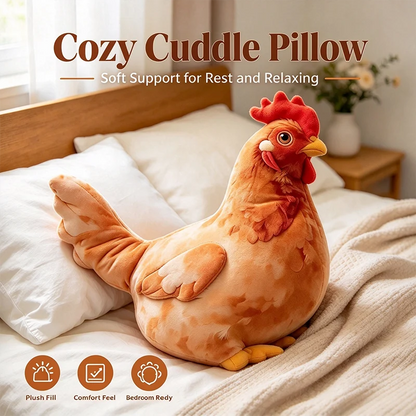 Chicken-Shaped Plush Pillow - Cute Hen Stuffed Animal, Realistic Look Home Decorative Cushion 🐔
