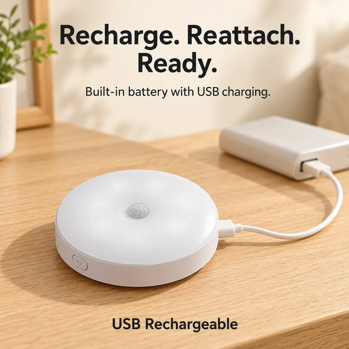 Rechargeable Motion Sensor Night Light – Magnetic Mount & 3 Light Colors