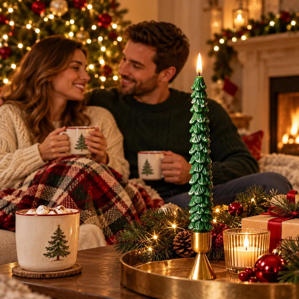 🎄 10-Inch Christmas Tree Candle – Add a Cozy Holiday Glow to Your Home! 🕯️🛒（Candlesticks not included）