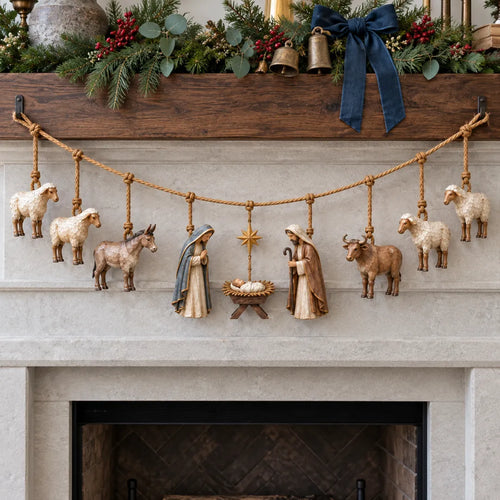 🎄Handcrafted Wooden Nativity Garland - Rustic christmas Decor