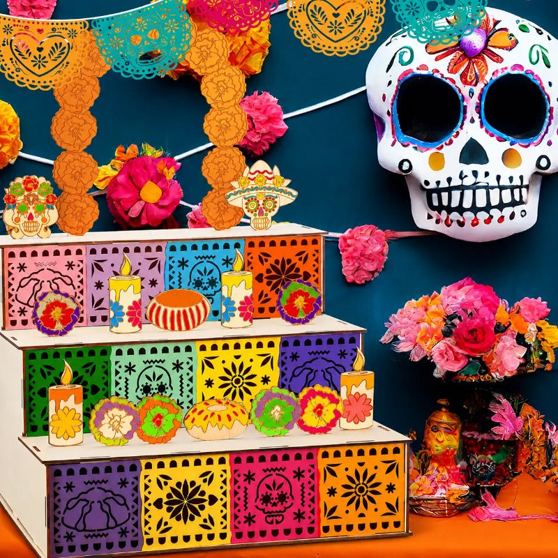 Día de los Muertos 3-Tier Ofrenda Altar — DIY Wooden Display