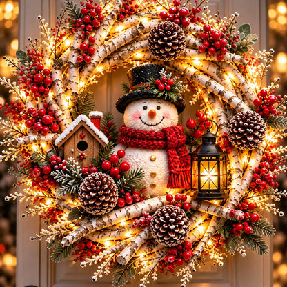 🔥 LAST DAY 49% OFF 🔥 Snowy Birch Cardinal Wreath™ – Lighted Christmas Door Wreath with Paired Red Cardinals, Berries & Pinecones ❤️🎄✨