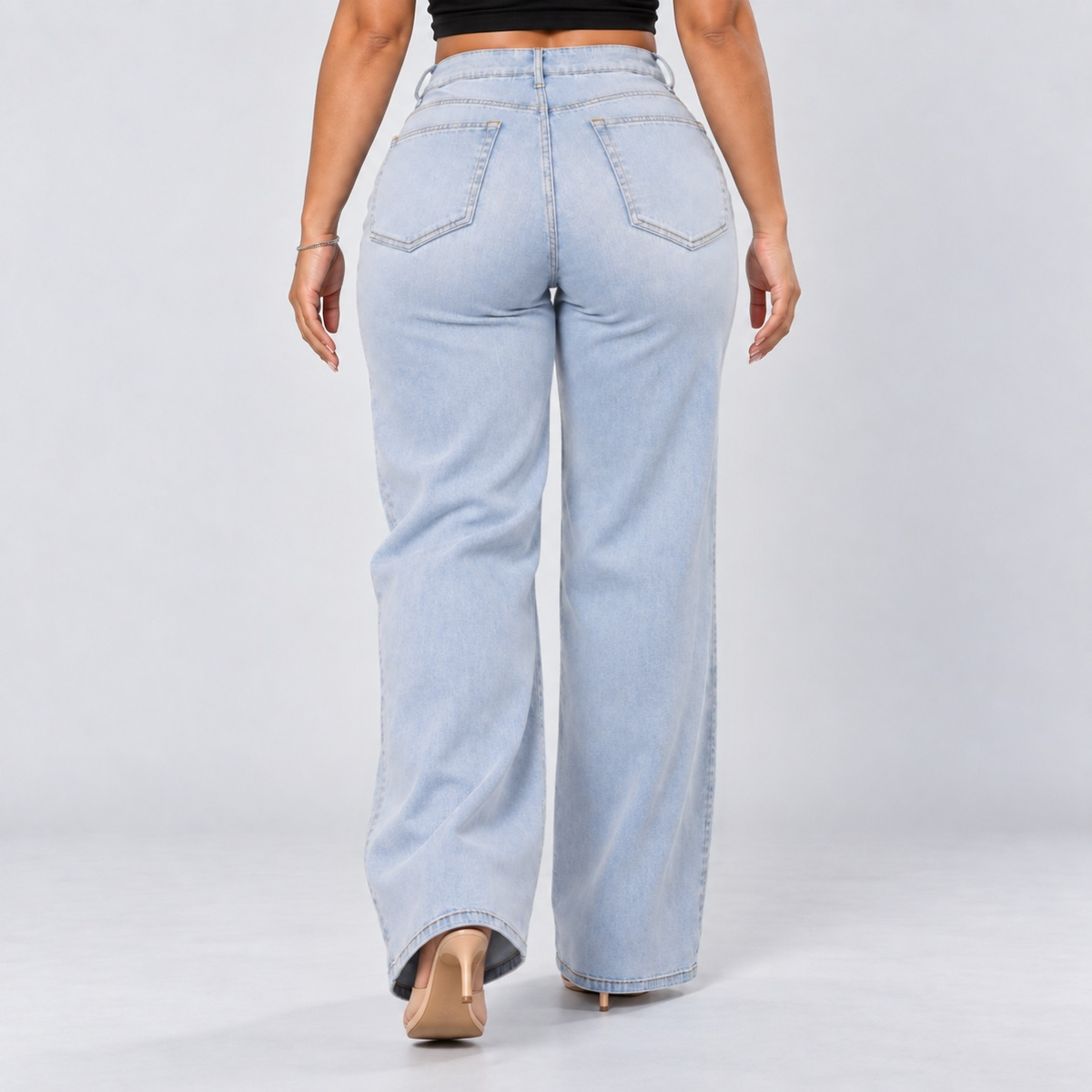 Light Blue | Back view, walking