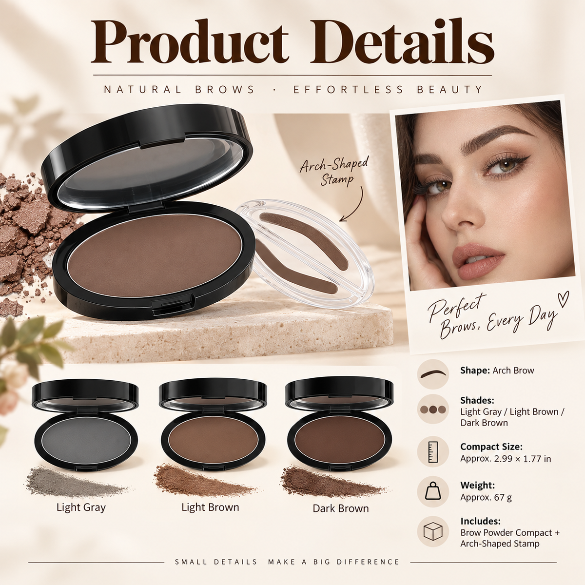 🔥 Limited-time 50% off — Instant Eyebrow Stamp Powder Kit – Quick &amp; Easy Brow Shaping