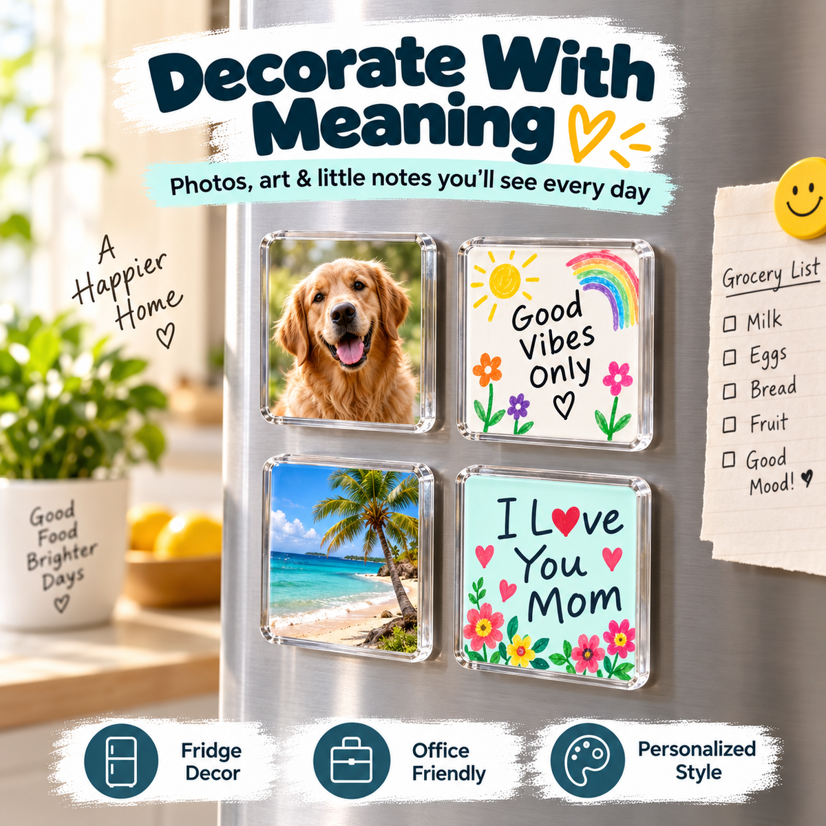 ✨ Turn Your Memories Into Magnets – 10 Pack DIY Acrylic Fridge Magnet Set