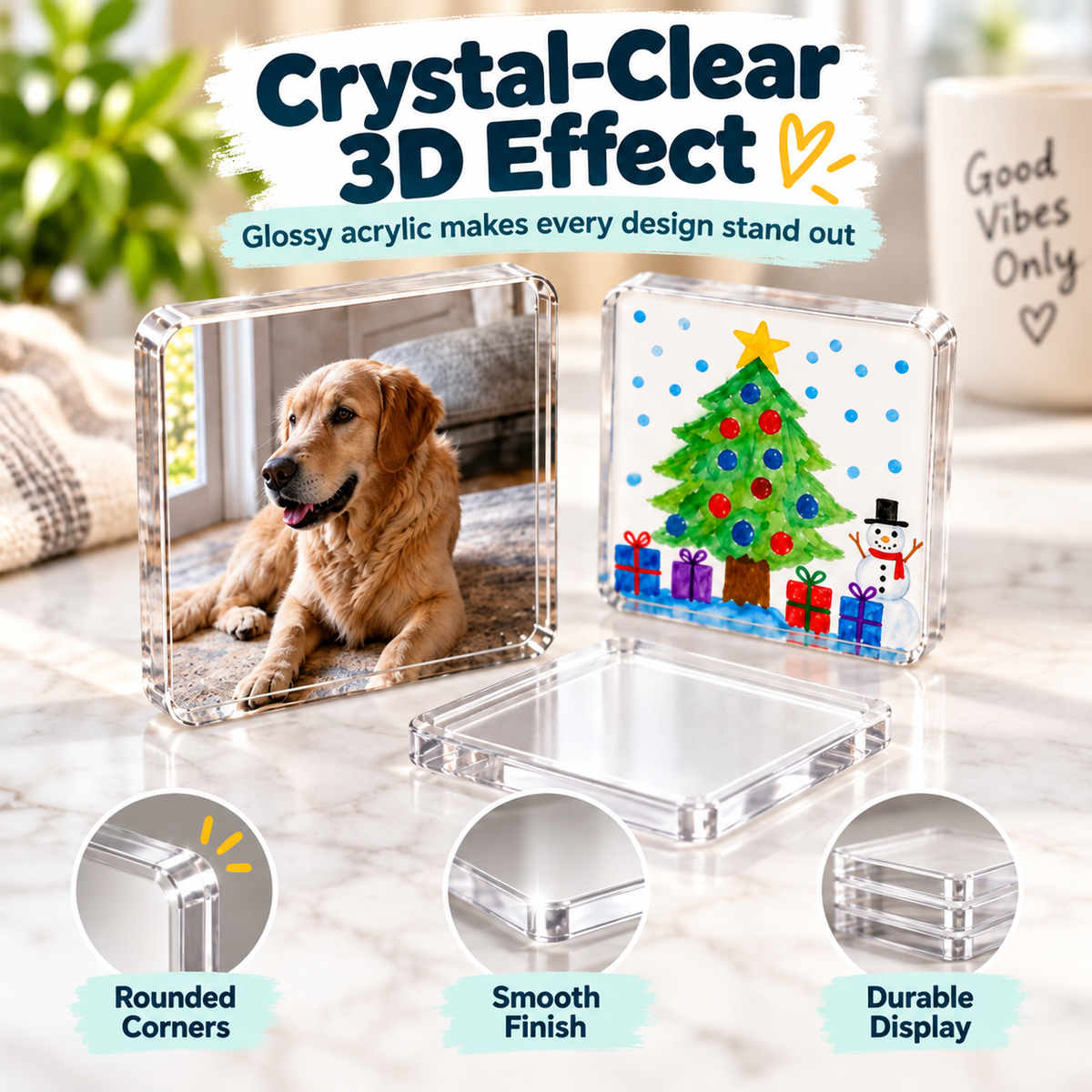 ✨ Turn Your Memories Into Magnets – 10 Pack DIY Acrylic Fridge Magnet Set
