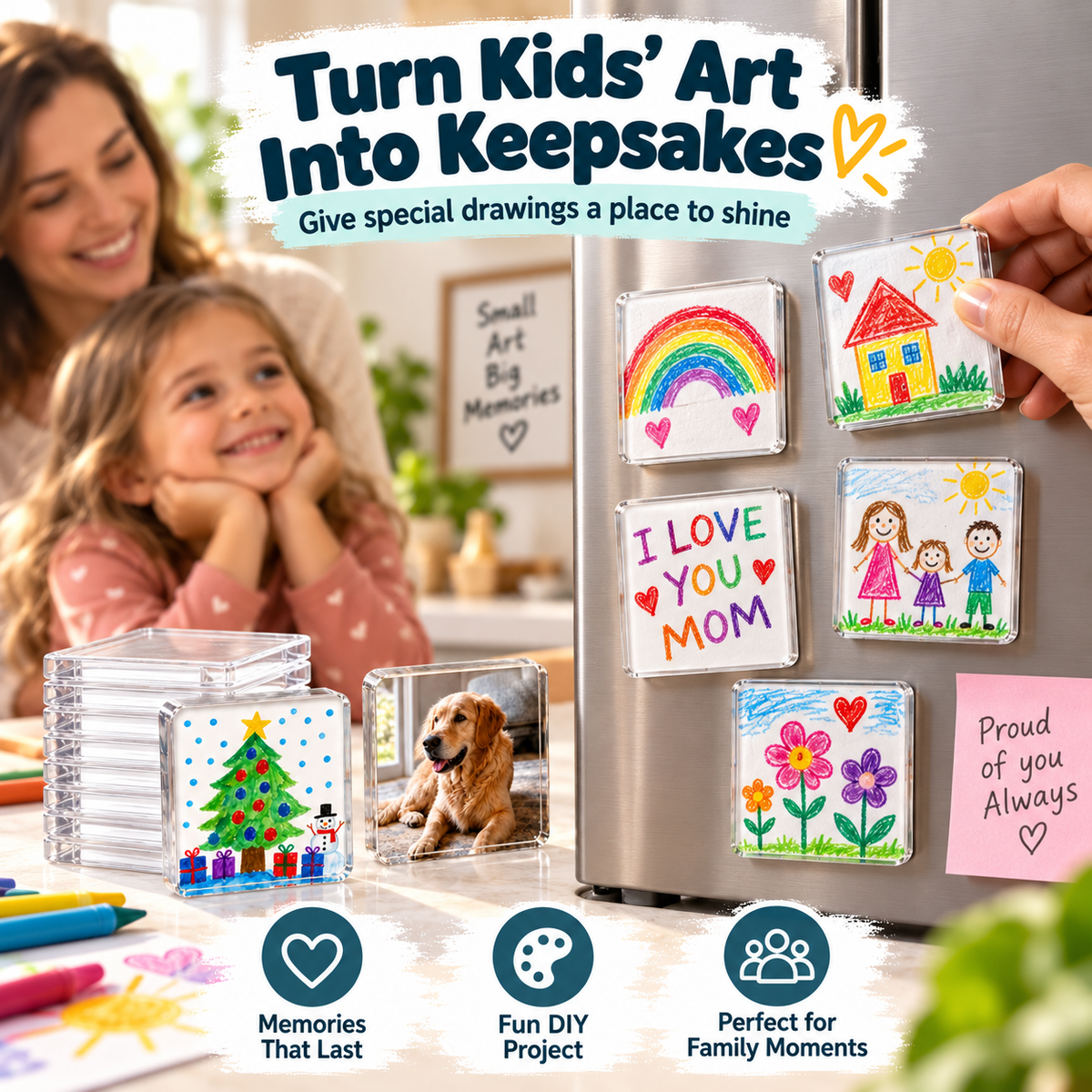 ✨ Turn Your Memories Into Magnets – 10 Pack DIY Acrylic Fridge Magnet Set