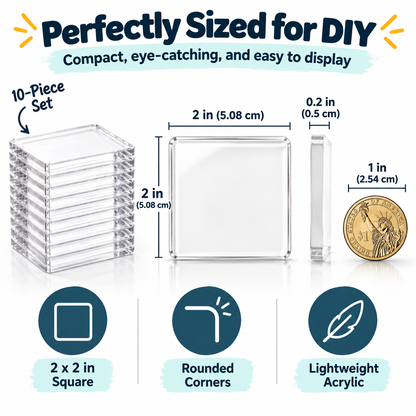 ✨ Turn Your Memories Into Magnets – 10 Pack DIY Acrylic Fridge Magnet Set
