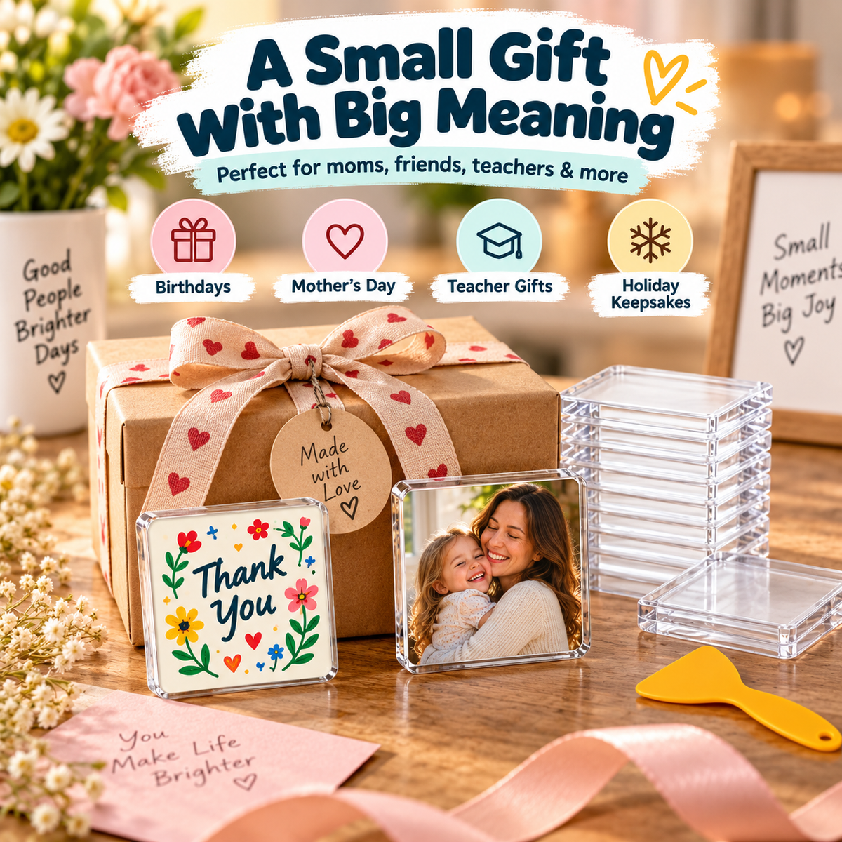 ✨ Turn Your Memories Into Magnets – 10 Pack DIY Acrylic Fridge Magnet Set