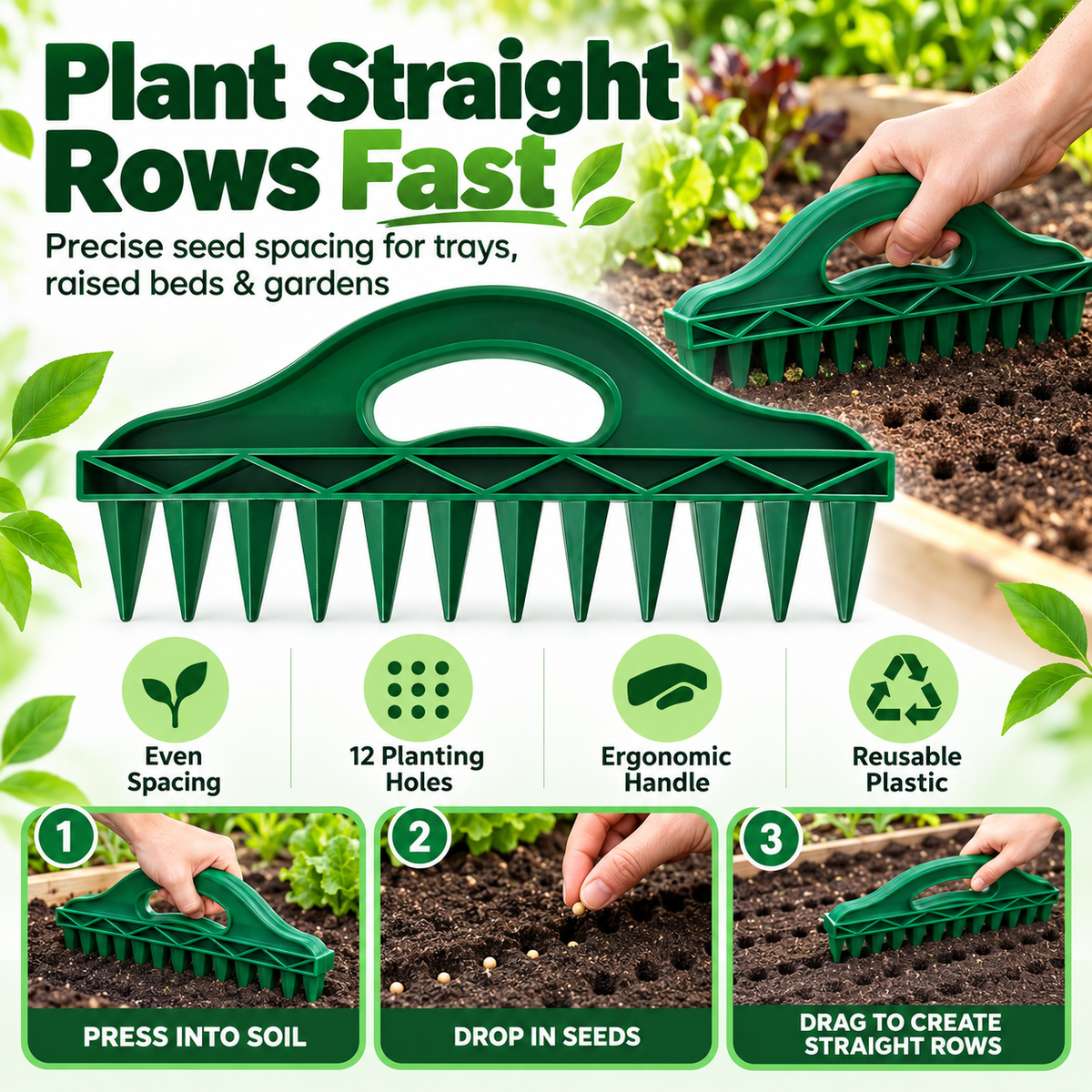 🔥LIMITED-TIME 50% OFF — Row Seeder Tool for Precise Seed & Seedling Spacing