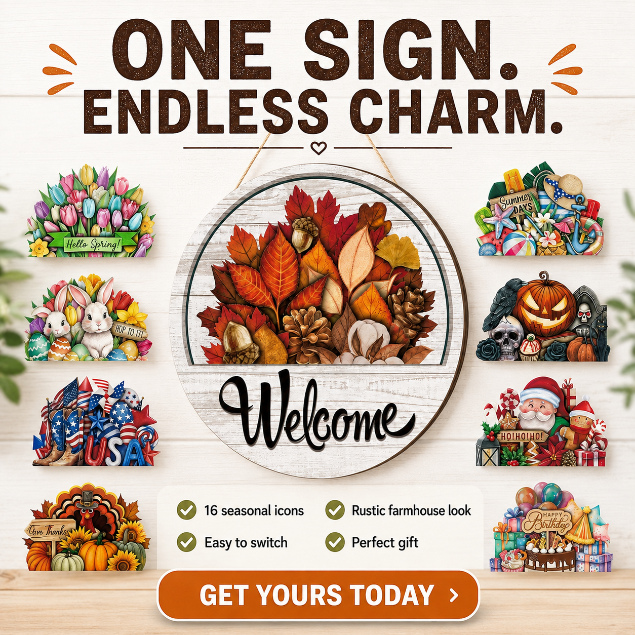 🔥 LIMITED-TIME 50% OFF — 16 Pcs Interchangeable Welcome Sign for Front Door
