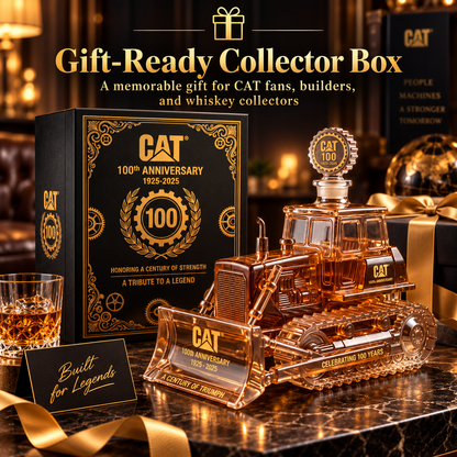 CAT 100th Anniversary Bulldozer Crystal Whiskey Decanter