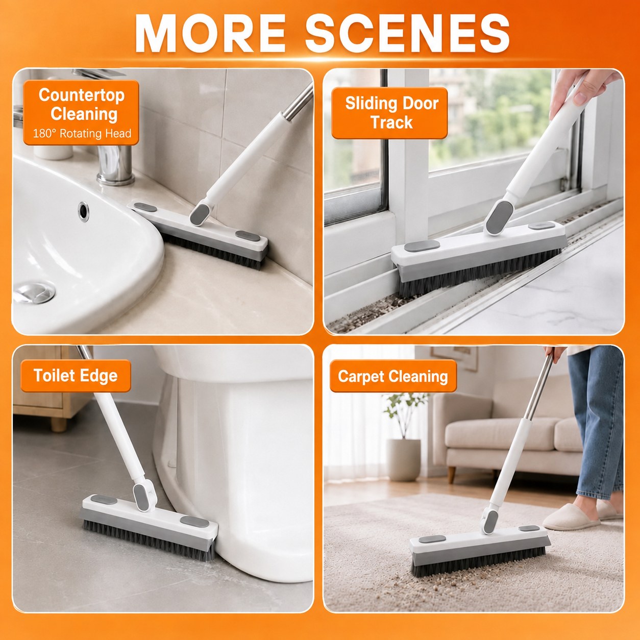 180° Rotating Gap Cleaning Tool - Extendable Adjustable No-Touch Cleaner for Windows, Sliding Doors, Narrow Spaces, Home Deep Cleaning