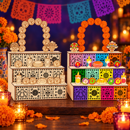 Día de los Muertos 3-Tier Ofrenda Altar — DIY Wooden Display