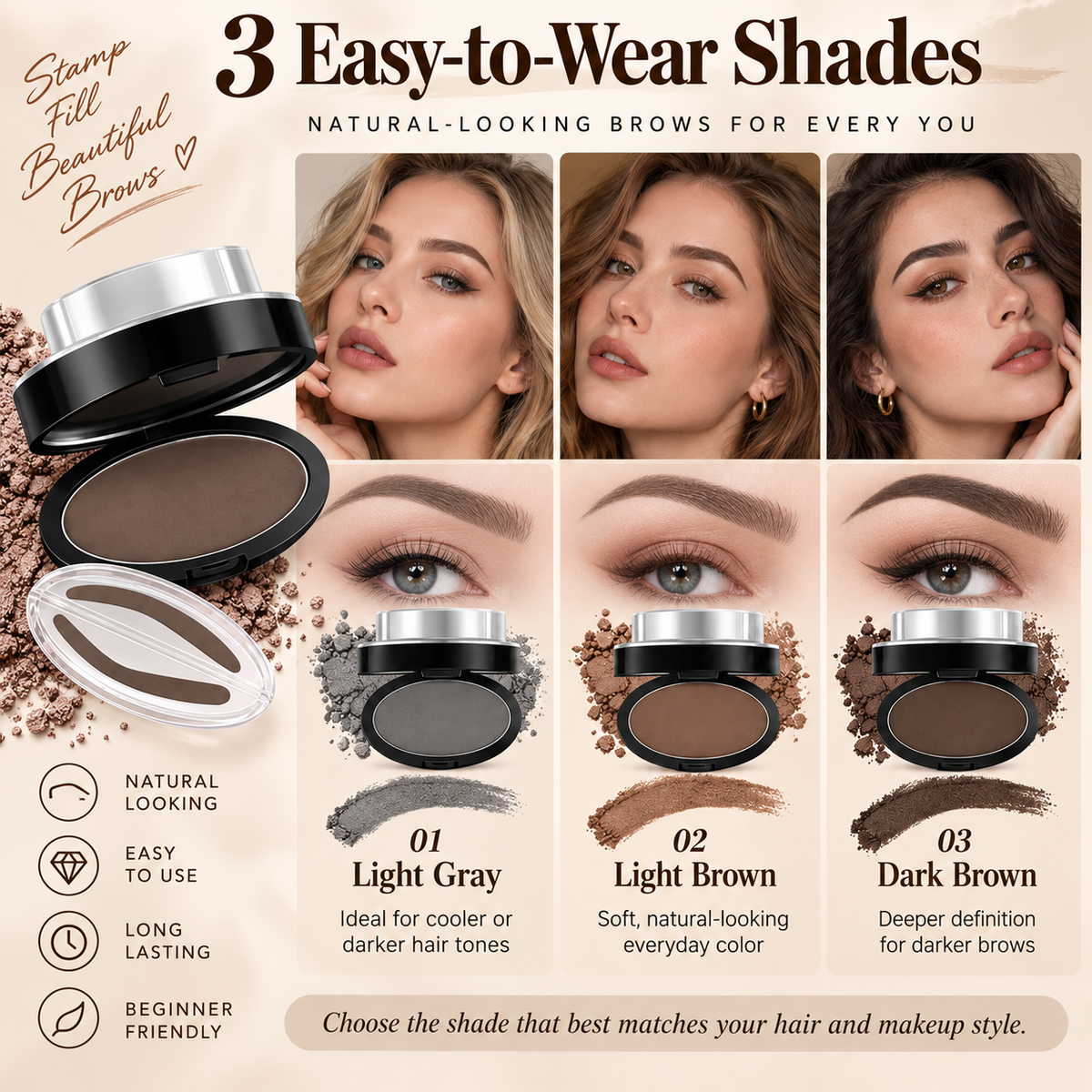 🔥 Limited-time 50% off — Instant Eyebrow Stamp Powder Kit – Quick &amp; Easy Brow Shaping