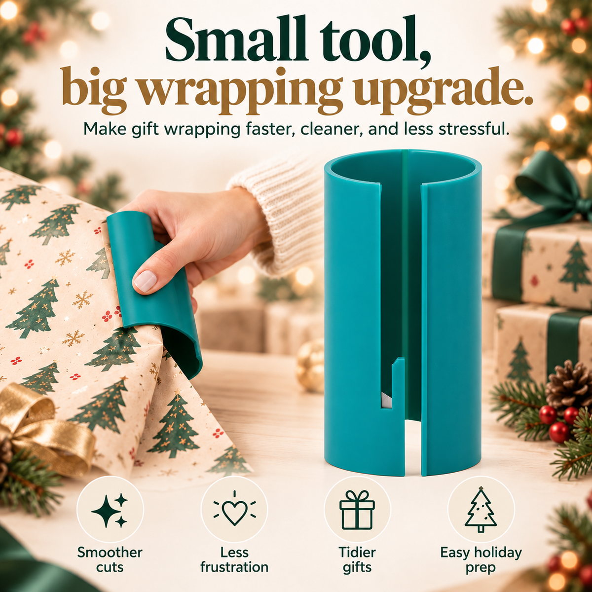 🎁 2-Pack Gift Wrap Sliding Cutter – Easy Wrapping Paper Cutting Tool