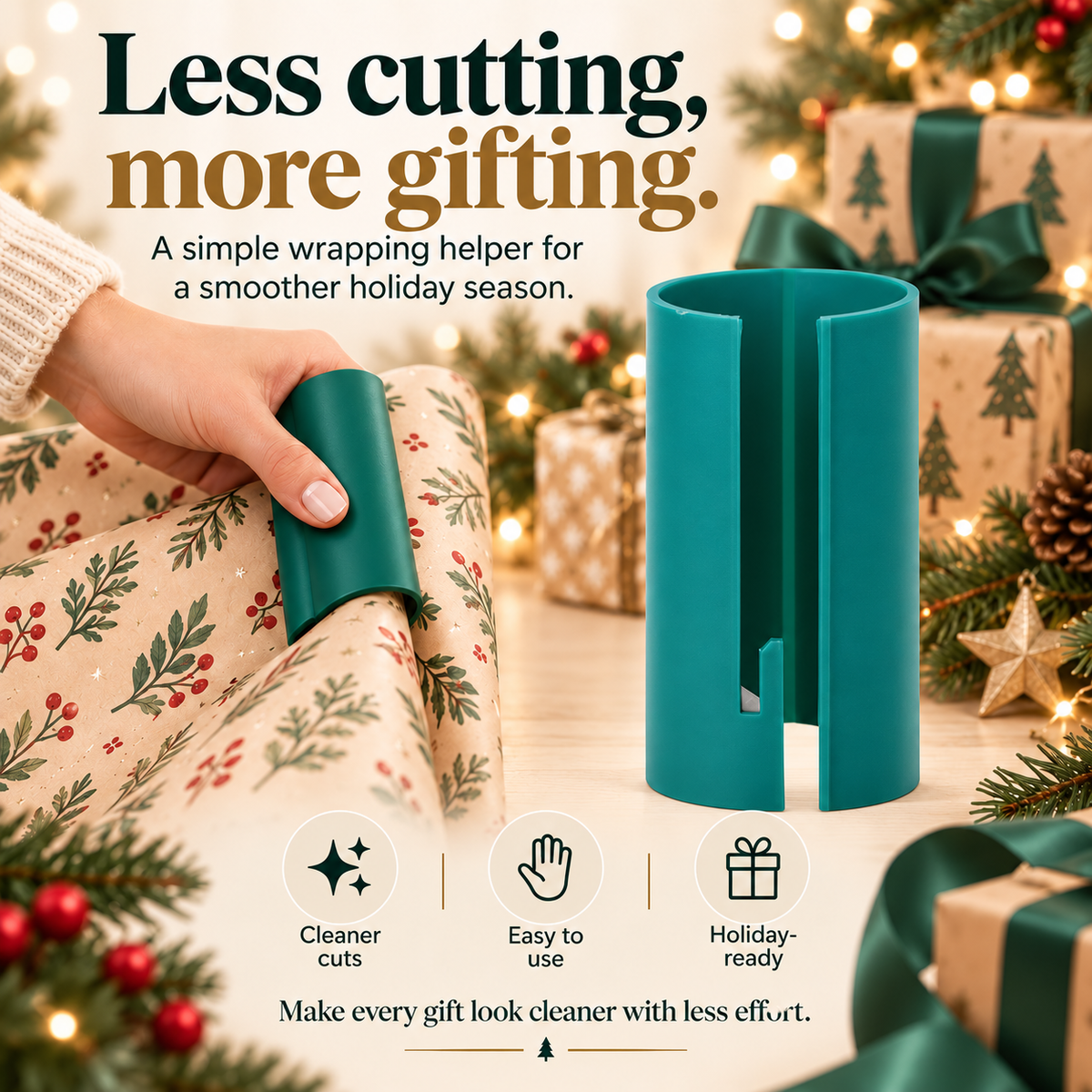 🎁 2-Pack Gift Wrap Sliding Cutter – Easy Wrapping Paper Cutting Tool