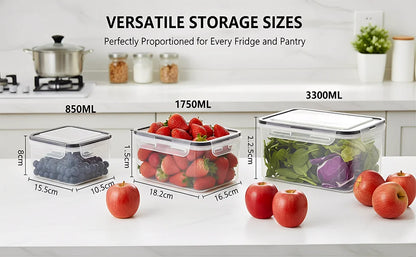 🔥Hot Sale 50% OFF-4 in 1 Food Storage Container, Fruit Storage Containers for Fridge, Produce Storage Containers with Lid and Strainer