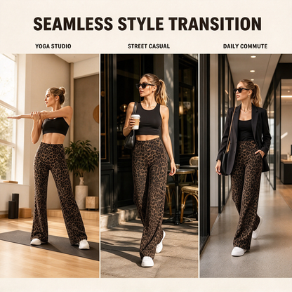 Women’s Light Simple Leopard-Print Wide-Leg Pants ✨