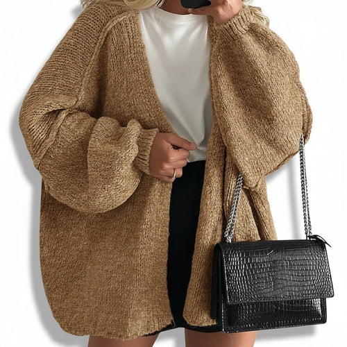 Women Cardigan Oversized Open Front Lantern Sleeve Sweater