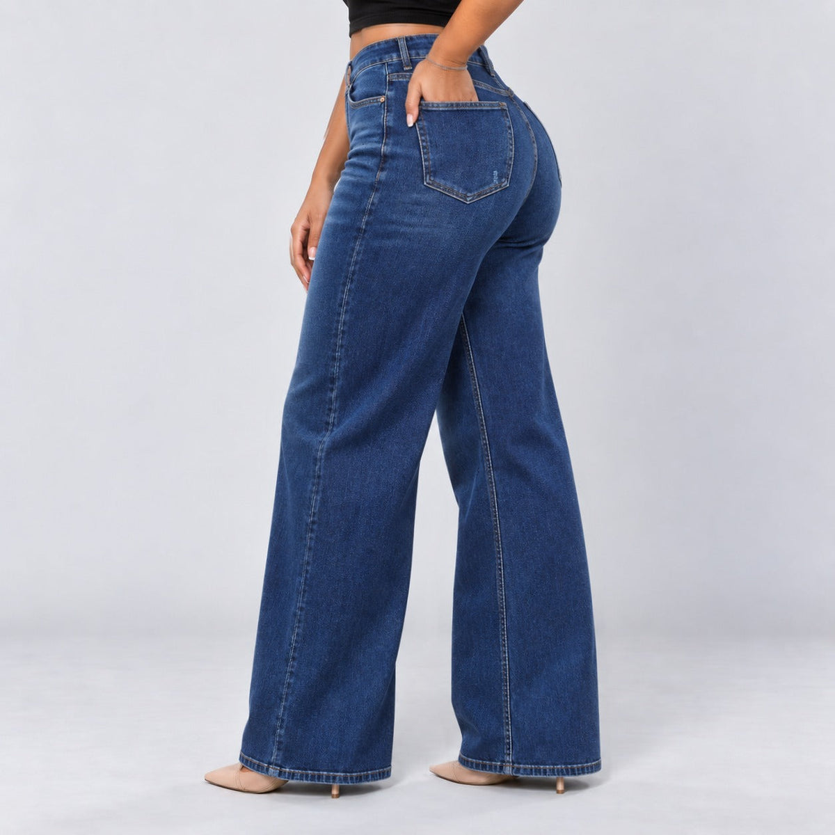 Dark Blue | Back three-quarter, hand in pocket